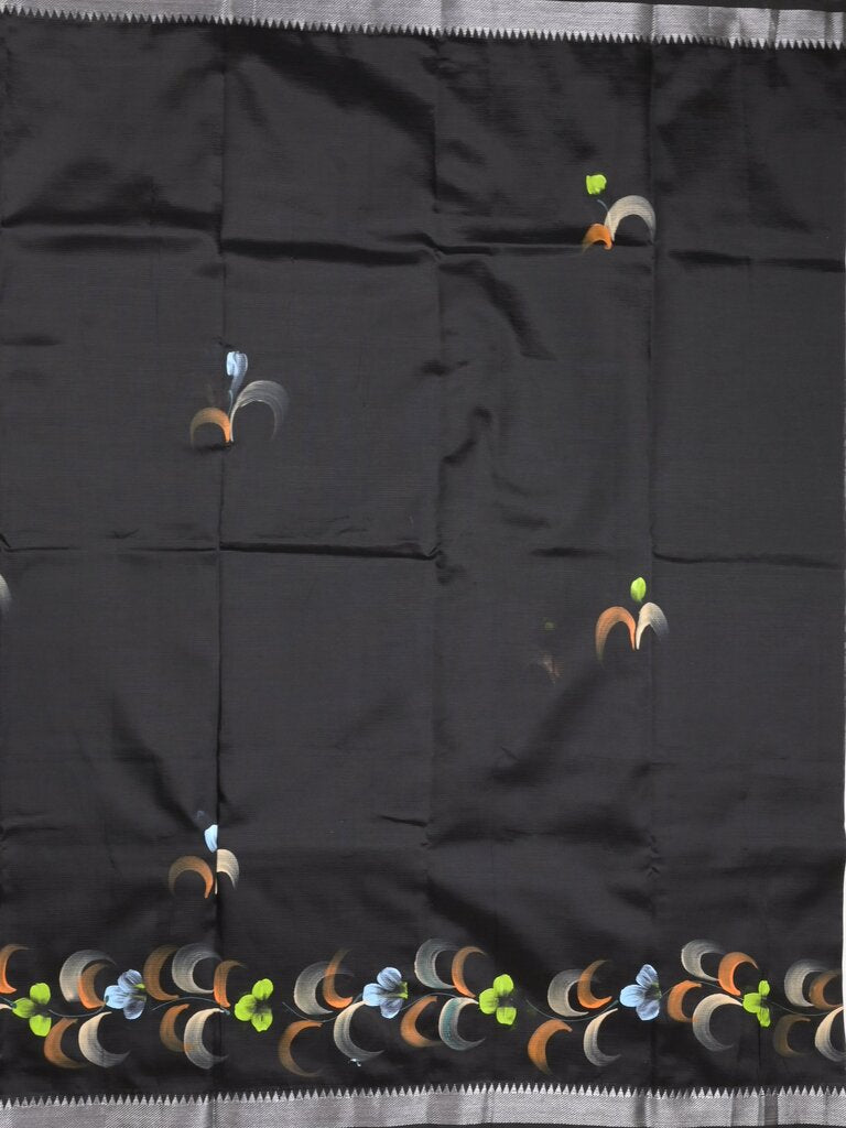 Mangalagiri fancy saree for women | black | printed | zari border | party wear