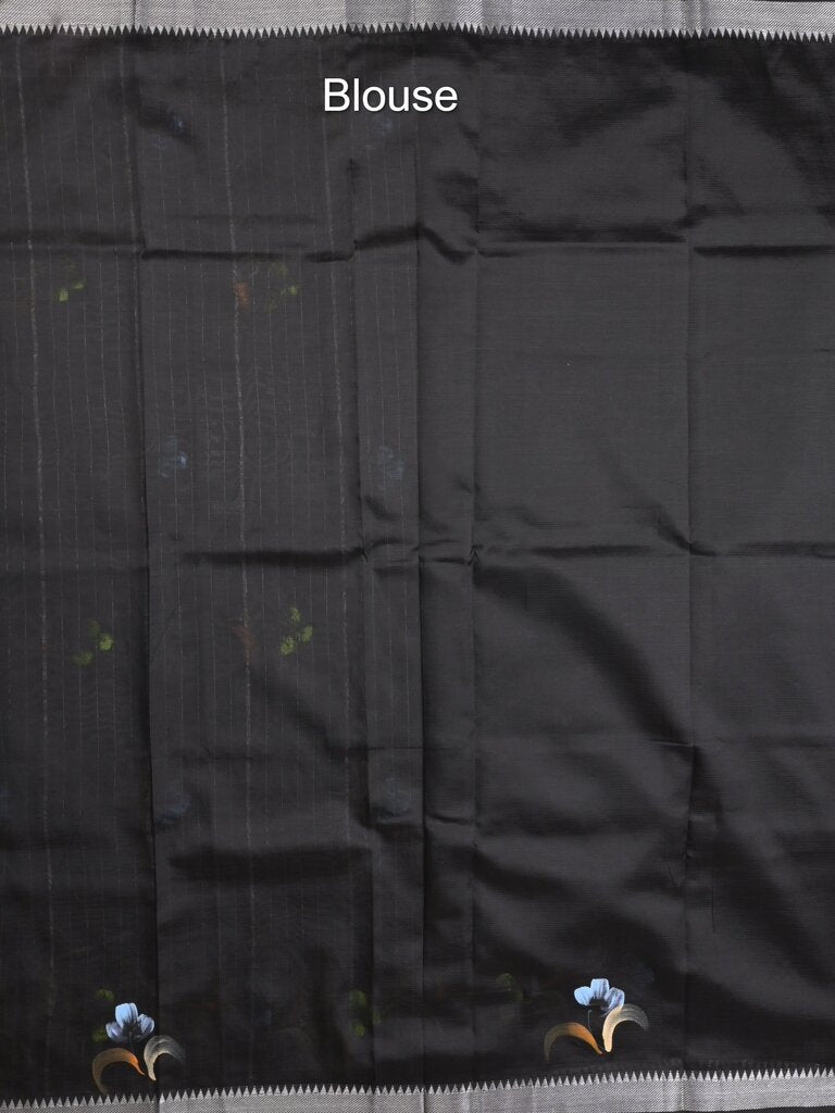 Mangalagiri fancy saree for women | black | printed | zari border | party wear
