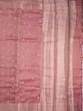 Organza tissue fancy saree pink color allover zari weaves & zari border with brocade pallu and attached brocade blouse