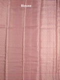 Organza tissue fancy saree pink color allover zari weaves & zari border with brocade pallu and attached brocade blouse