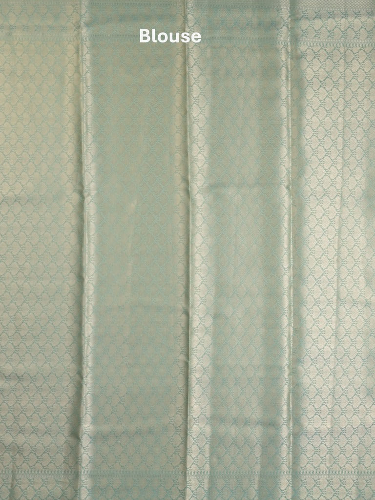 Organza tissue fancy saree sky blue color allover zari weaves & zari border with brocade pallu and attached brocade blouse