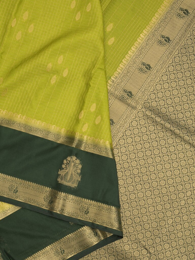 Crape fancy saree for women | parrot green | zari border | party wear