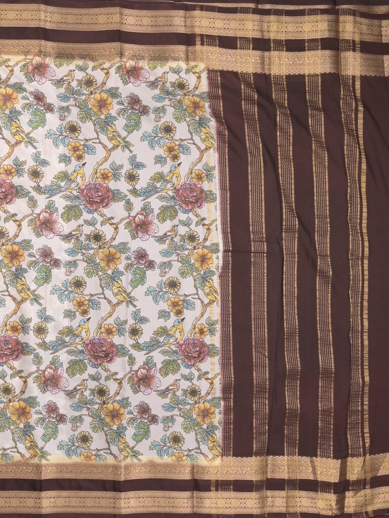 Binny crape fancy saree for women | off white | zari border | party wear