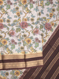 Binny crape fancy saree for women | off white | zari border | party wear