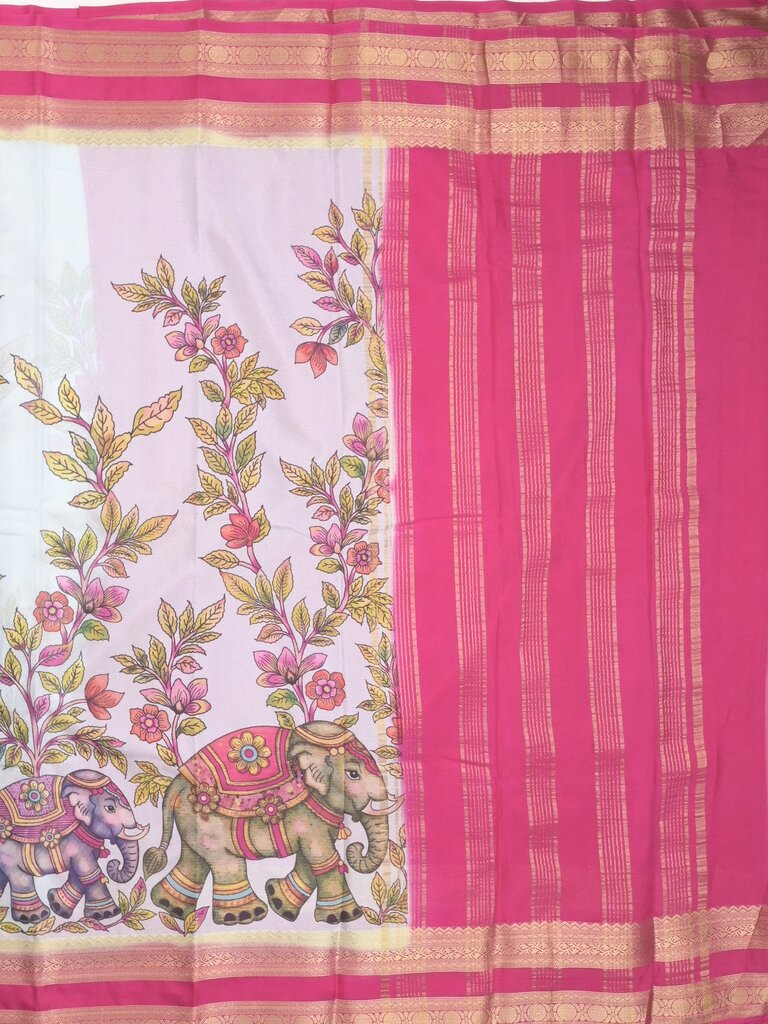 Binny crape fancy saree for women | off white | zari border | party wear