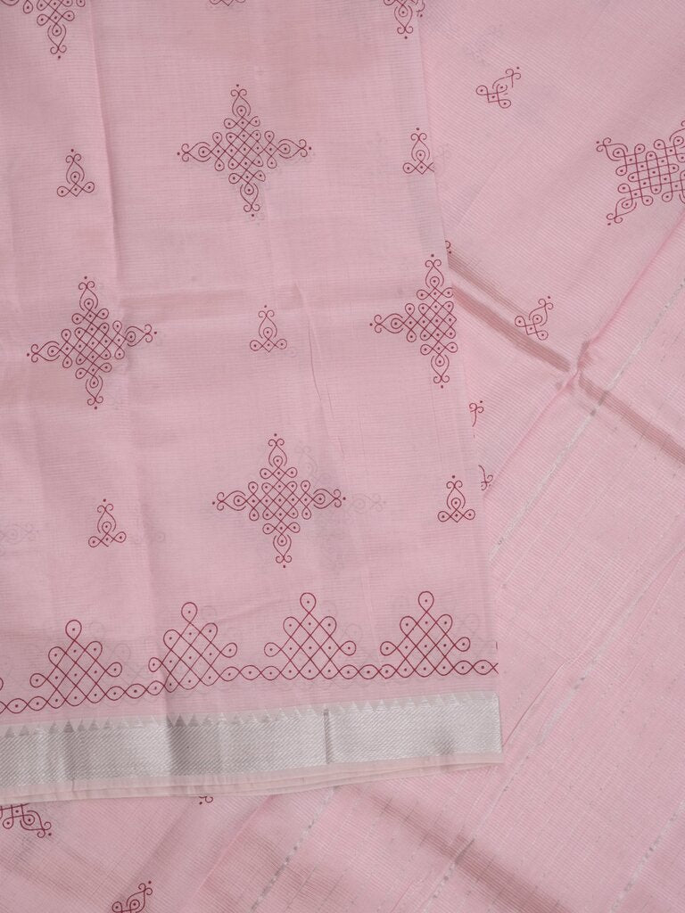 Mangalagiri fancy saree for women | pink | printed | zari border | party wear