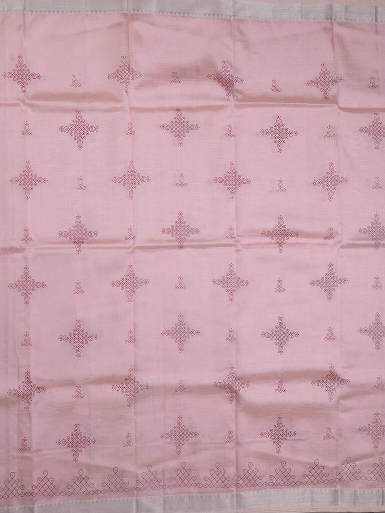 Mangalagiri fancy saree for women | pink | printed | zari border | party wear