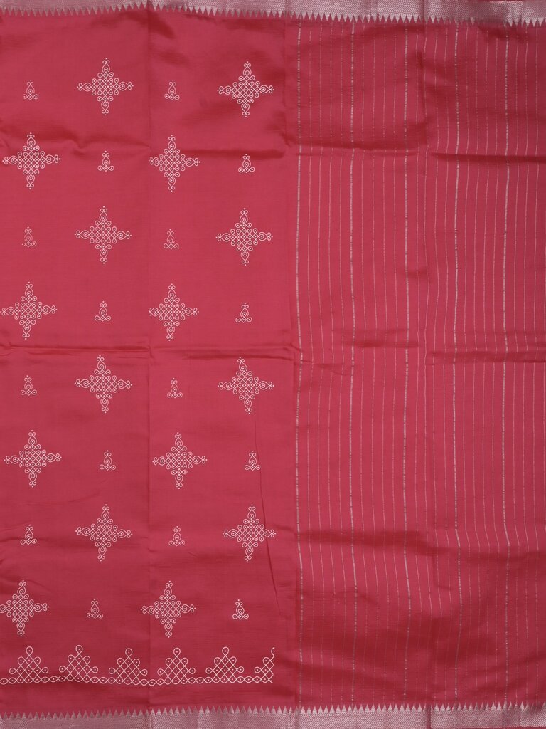 Mangalagiri fancy saree for women | pink | printed | zari border | party wear