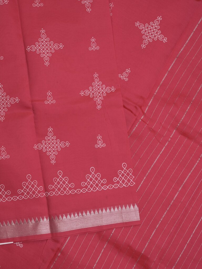 Mangalagiri fancy saree for women | pink | printed | zari border | party wear