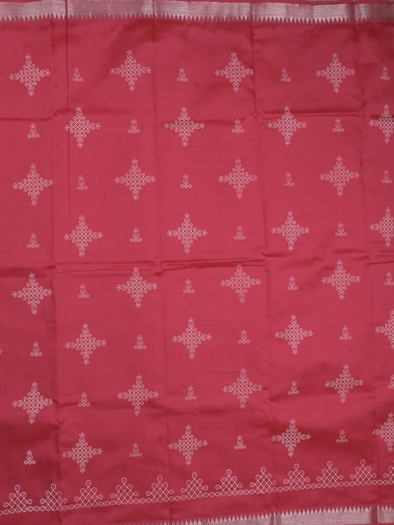 Mangalagiri fancy saree for women | pink | printed | zari border | party wear