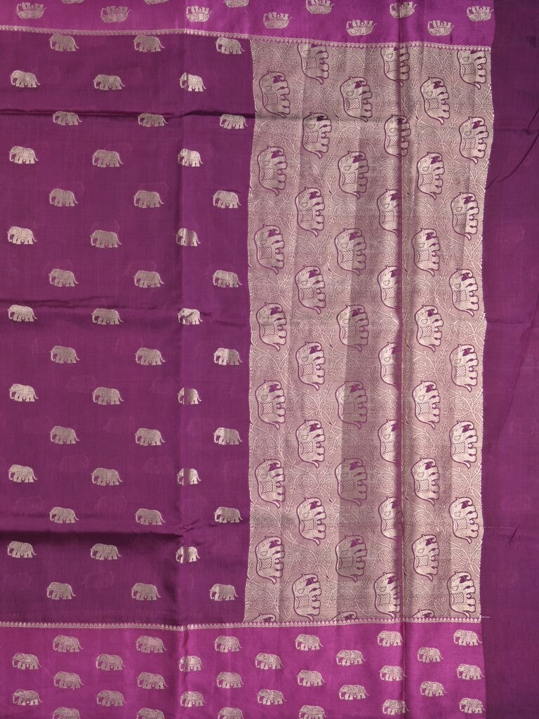 Raw mango fancy saree wine color allover zari motifs & zari border with brocade pallu and contrast plain blouse