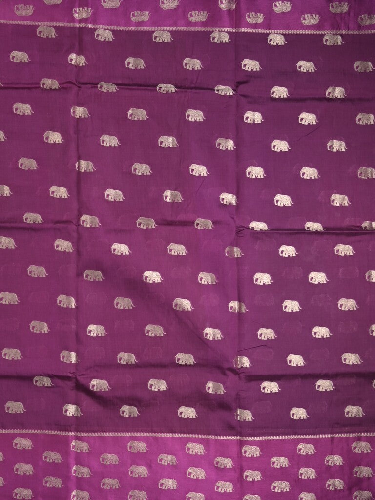 Raw mango fancy saree wine color allover zari motifs & zari border with brocade pallu and contrast plain blouse