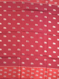 Raw mango fancy saree red color allover zari motifs & zari border with brocade pallu and contrast plain blouse