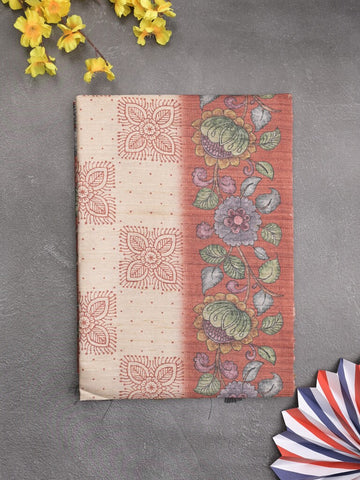 Tussar printed fancy saree with contrast printed blouse