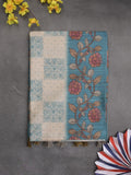 Tussar printed fancy saree with contrast printed blouse