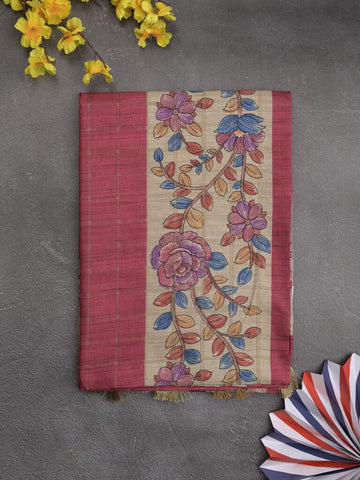 Tussar printed fancy saree with printed border and printed blouse