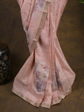 Rocket saree Tussar printed saree in pastel pink color