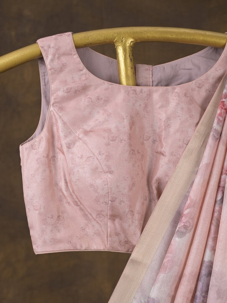 Rocket saree Tussar printed saree in pastel pink color