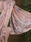 Rocket saree Tussar printed saree in pastel pink color