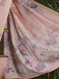 Rocket saree Tussar printed saree in pastel pink color