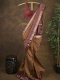Rocket saree Maheshwari saree in brown color