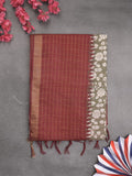 Bhagalpur floral printed fancy saree with contrast pallu and plain blouse