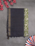 Bhagalpur floral printed fancy saree with contrast pallu and plain blouse