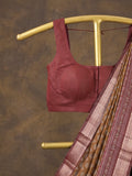 Rocket saree Maheshwari saree in brown color
