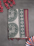 Tussar printed fancy saree with zari border and plain contrast blouse