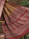 Rocket saree Maheshwari saree in brown color