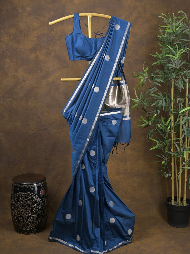 Rocket saree Maheshwari fancy saree in royal blue color