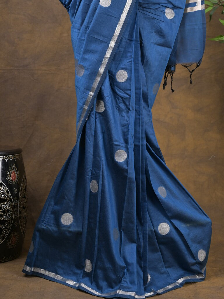 Rocket saree Maheshwari fancy saree in royal blue color