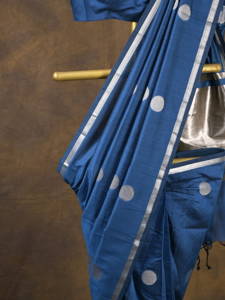 Rocket saree Maheshwari fancy saree in royal blue color