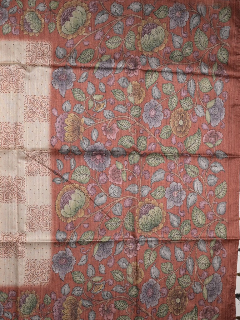 Tussar printed fancy saree with contrast printed blouse