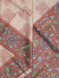 Tussar printed fancy saree with contrast printed blouse