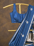 Rocket saree Maheshwari fancy saree in royal blue color