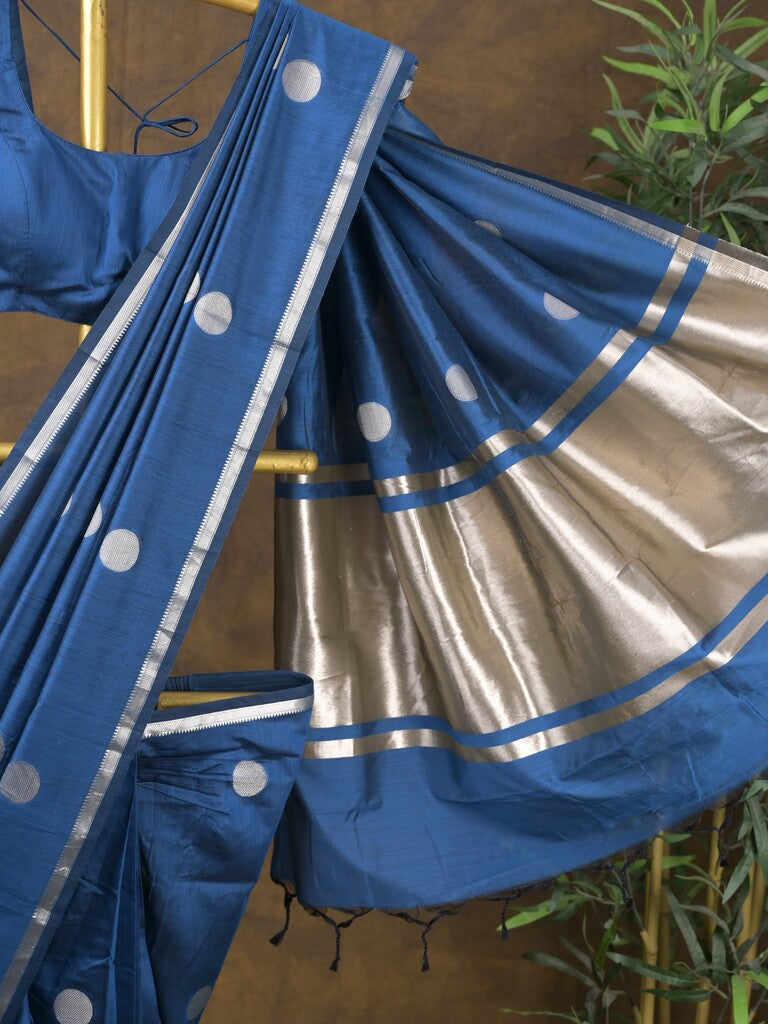 Rocket saree Maheshwari fancy saree in royal blue color
