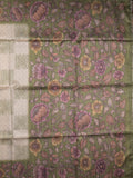 Tussar printed fancy saree with contrast printed blouse