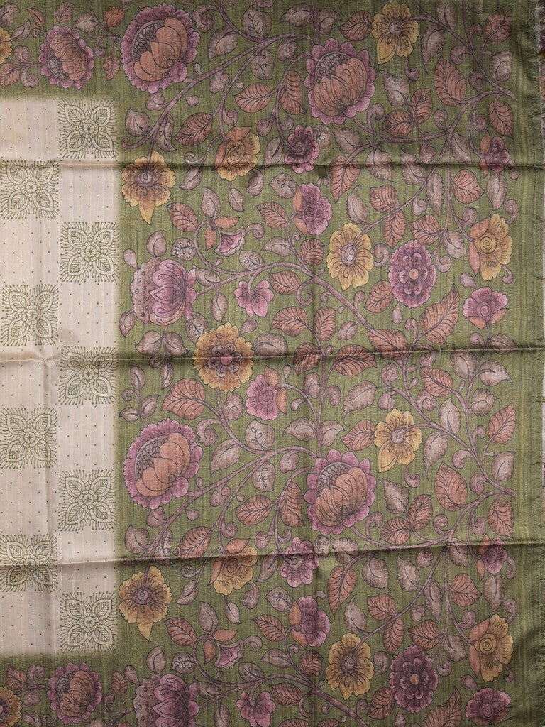 Tussar printed fancy saree with contrast printed blouse