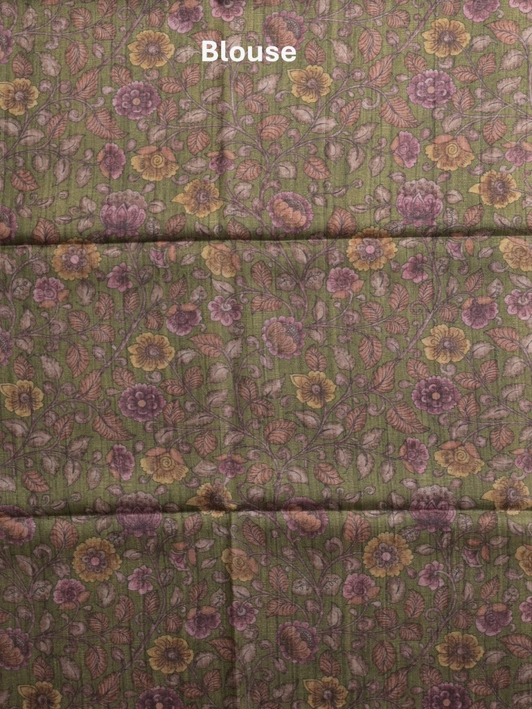 Tussar printed fancy saree with contrast printed blouse