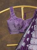 Rocket saree Raw mango saree in dark purple color