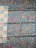 Tussar printed fancy saree with contrast printed blouse