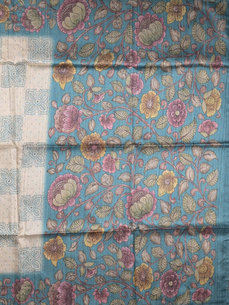Tussar printed fancy saree with contrast printed blouse