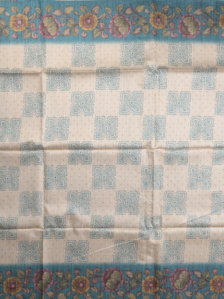 Tussar printed fancy saree with contrast printed blouse
