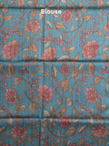 Tussar printed fancy saree with contrast printed blouse