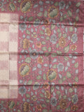 Tussar printed fancy saree with contrast printed blouse