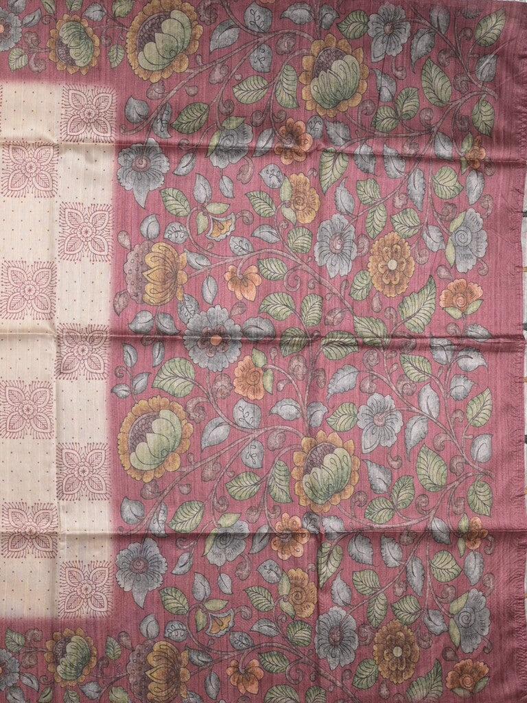 Tussar printed fancy saree with contrast printed blouse