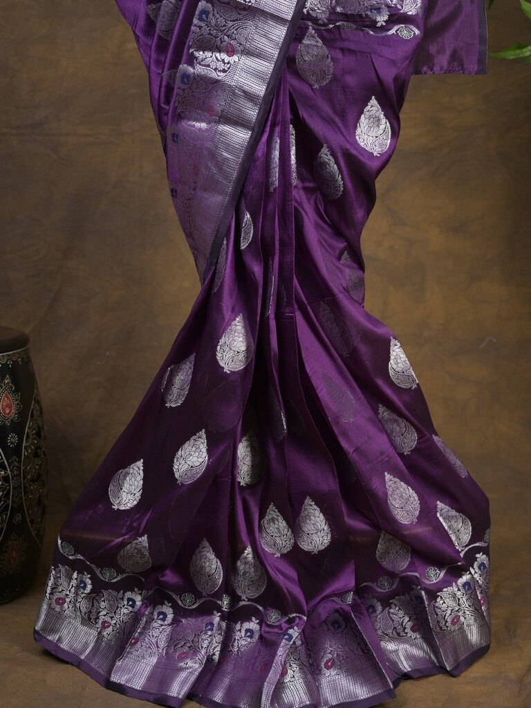 Rocket saree Raw mango saree in dark purple color