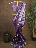 Rocket saree Raw mango saree in dark purple color