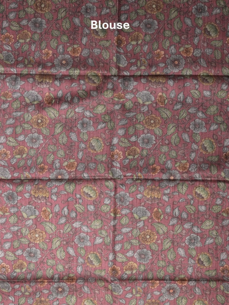 Tussar printed fancy saree with contrast printed blouse